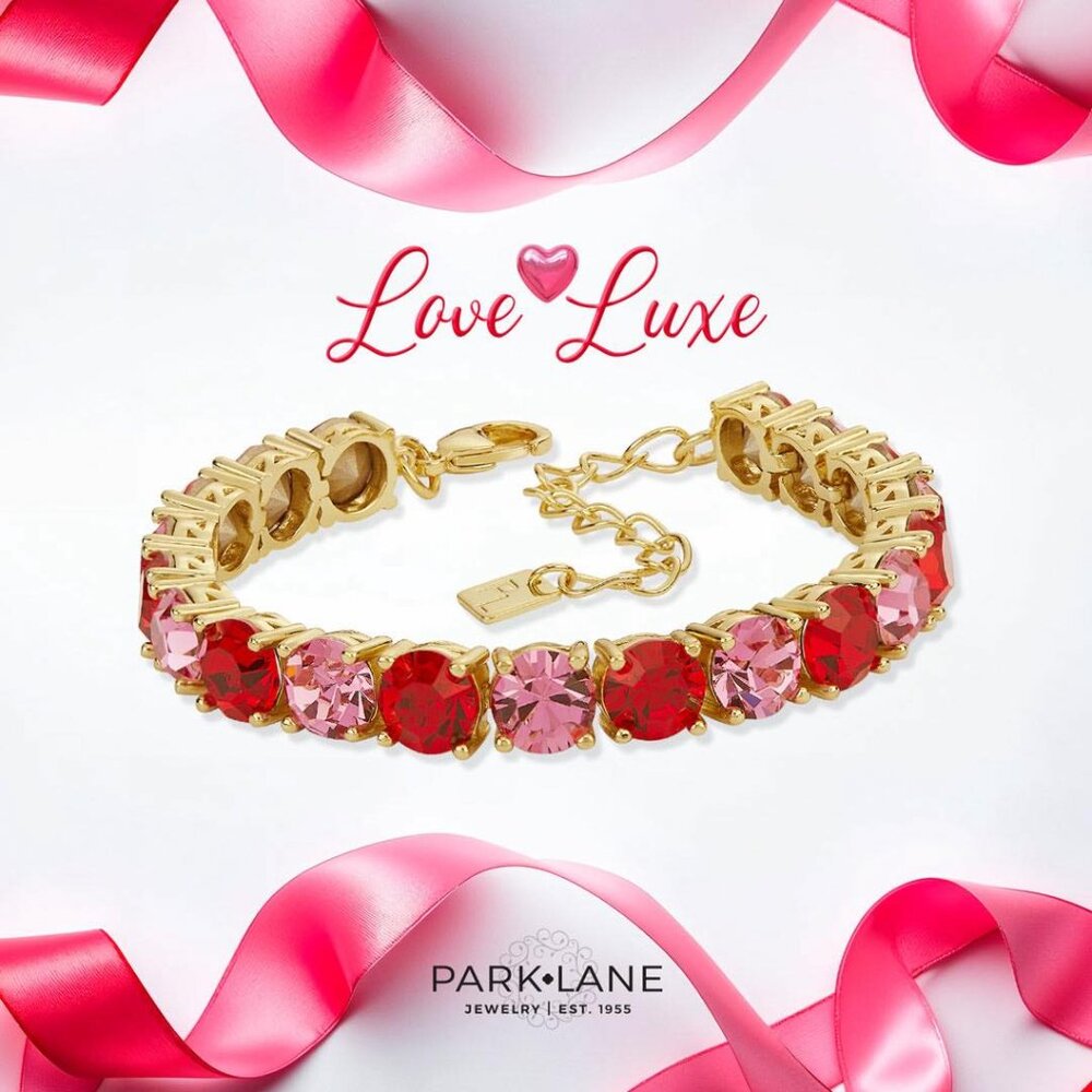 Park Lane Love Luxe Pink Red Impression Tennis Bracelet